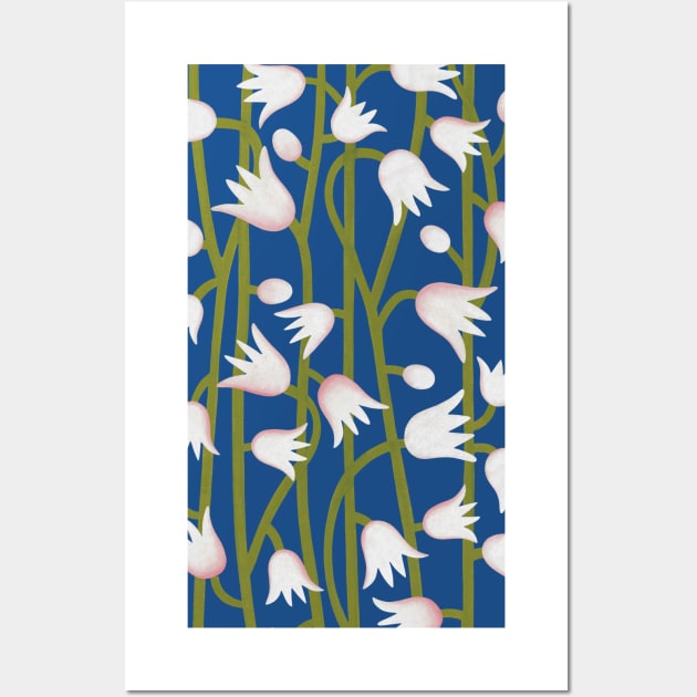 Climbing Lillies on Classic Blue Wall Art by ToiledeLina